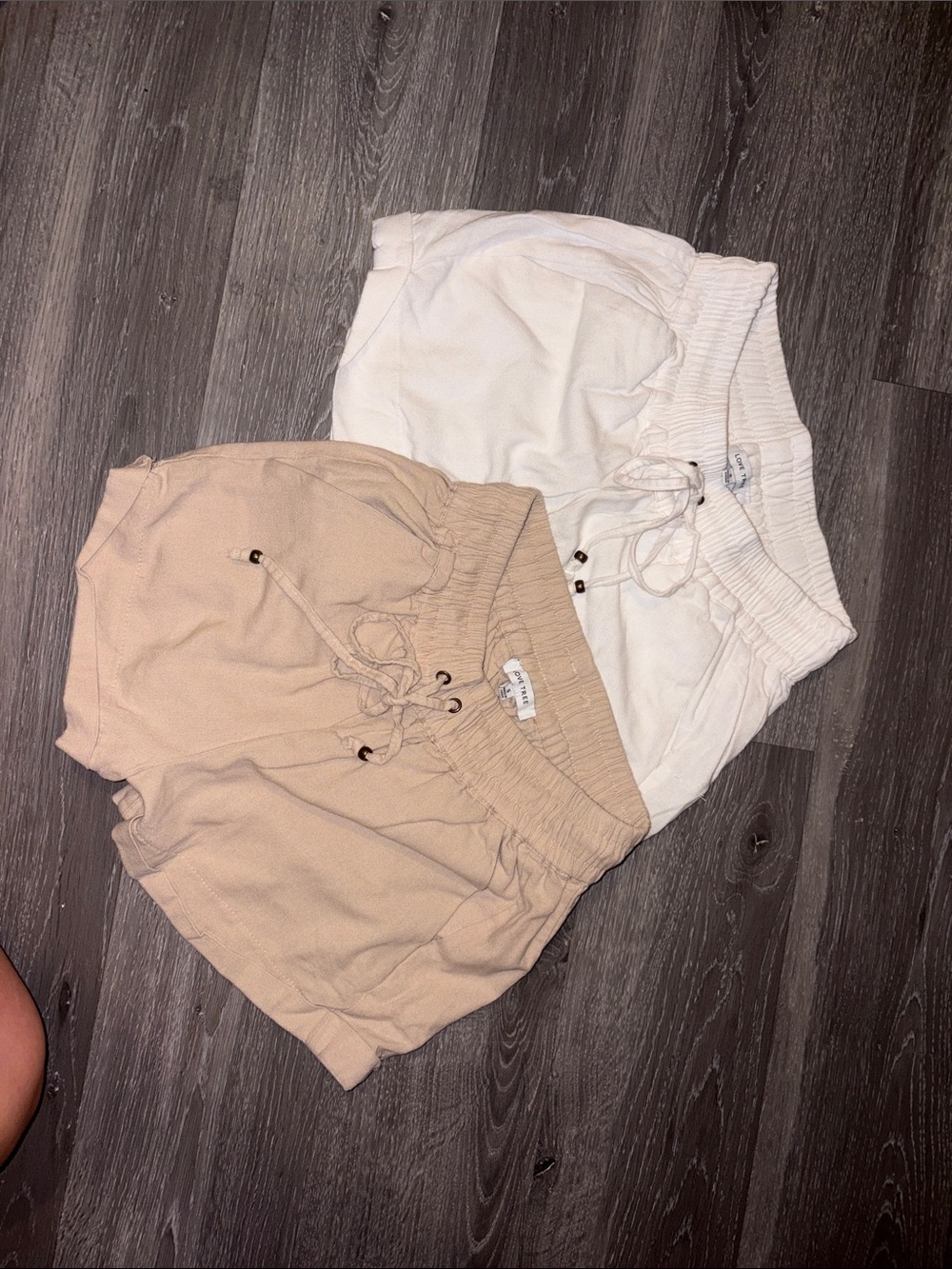 Everyday Drawstring linen Shorts in White and Beige